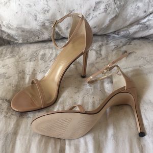 👡 STUART WEITZMAN Nudist in patent adobe beige